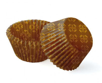 Papirnate košarice za muffine 7a fi55 h42,5mm 100/1 RJAVE-ZLATI CVET