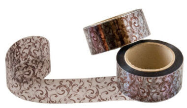 Prozorna folija rjav ornament 50mm/40mkm/100m