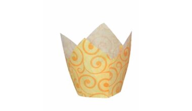 Tulipan košarice za pečenje Curly Wurly fi5cm 14x14cm žuta 20kom